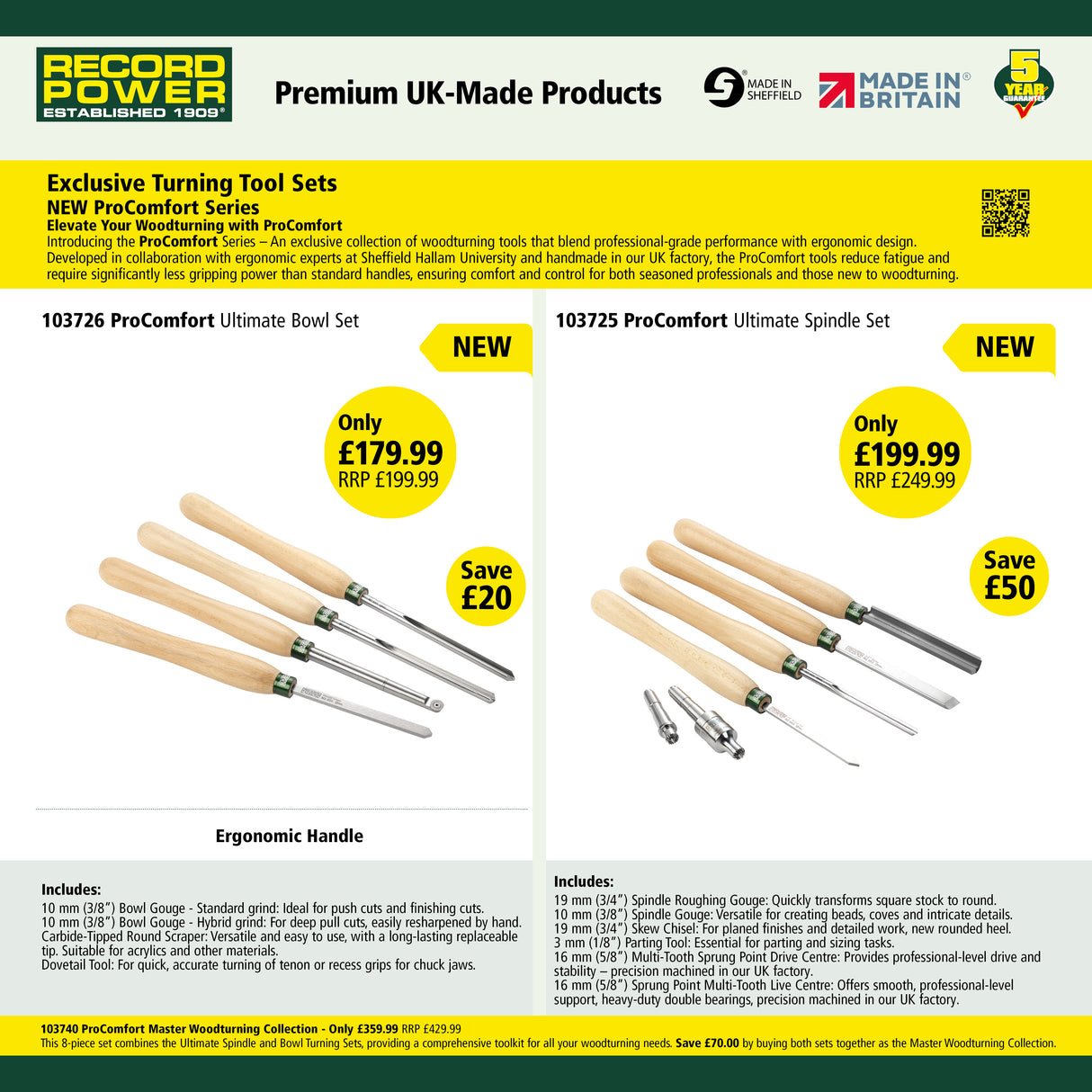 ProComfort Ultimate Bowl Turning Set - Record Power