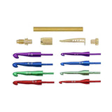 Gold & Colour Crochet Hook Kit (Knurled) - Project crochet hook kit sets with coloured and knurled fitment. Hooks
