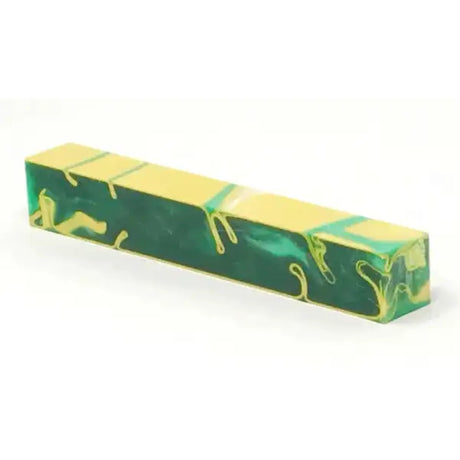 Green Bay - Acrylic Kirinite Pen Blank - Blanks The Bay, green and yellow pen blank made in high quality acrylic
