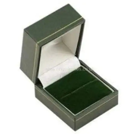 Green Leatherette Ring Box - Boxes Size approx - 45mm wide x 51mm long 36mm deep. 1 Quality Leatherette Ring box