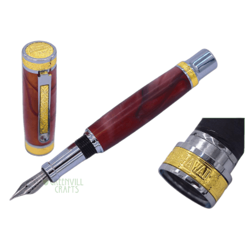 Hawaiian Love Fountain Pen Kits - Chrome & Gold - Turning - Fast shipping