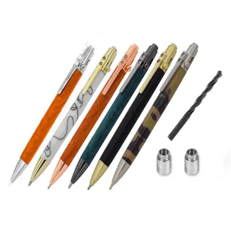Jazz Bolt Pen Kit Bundle - Bundles The pen kit bundle 9.1mm drill bit bushings 6 x Gold Chrome Copper Gun Metal Satin