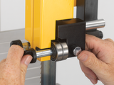 Easy-Adjust Blade Guides  The spring-loaded blade guides can be adjusted quickly and easily without tools.