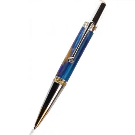 Majestic Ballpoint Pen Kit - Gold Titanium & Chrome - Squire Twist in a plating. The kit has single 3 / 8 barrel design
