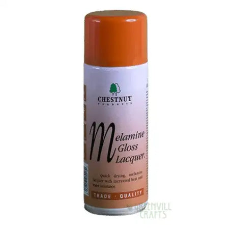 Melamine Gloss Lacquer - 400ml - Aerosol - Chestnut Products - Oils - hard wearing gloss cellulose based lacquer