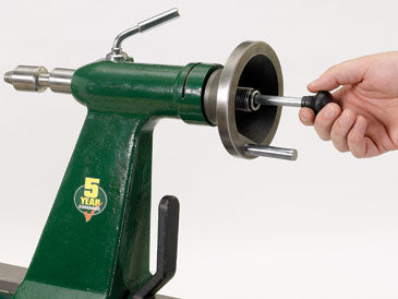 Tailstock  The 2MT cam lock tailstock gives rock solid holding power and the centres are easily removed using the supplied tommy bar. The tailstock is hollow to enable long hole boring.