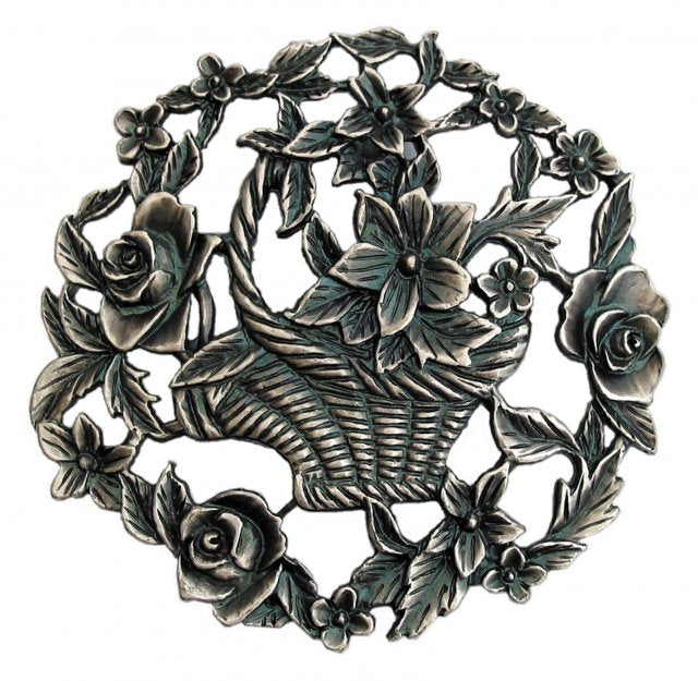 Flower Basket - Decorative Pewter Lid (Potpourri) - Pewter Lid - Fast shipping