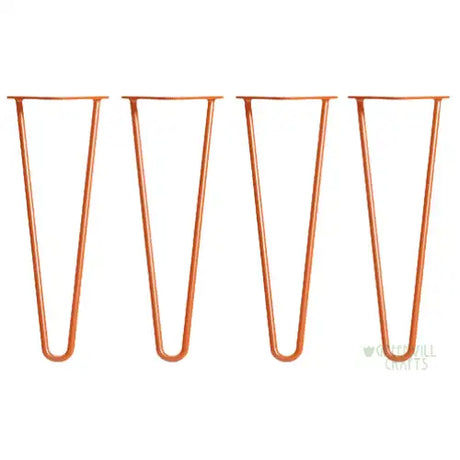 Orange Hairpin Table Legs - 14’’ / 35cm - Orange Hairpin Sized 14 / Coffee table size Set of 4 legs with screws.