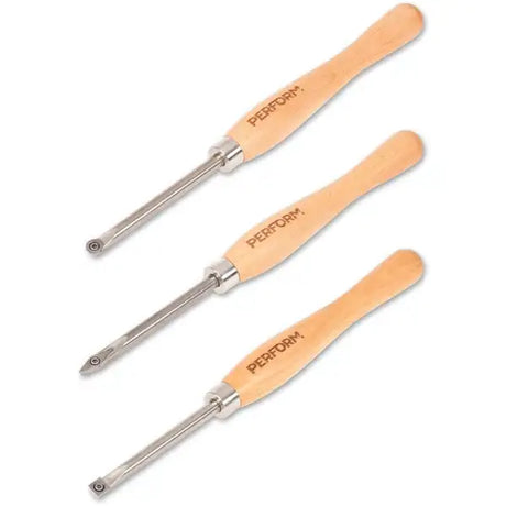 Perform 3 Piece Replaceable Tungsten Tip Turning Tool Set - Woodturning Tools TCT tips stay sharp longer Three cutters