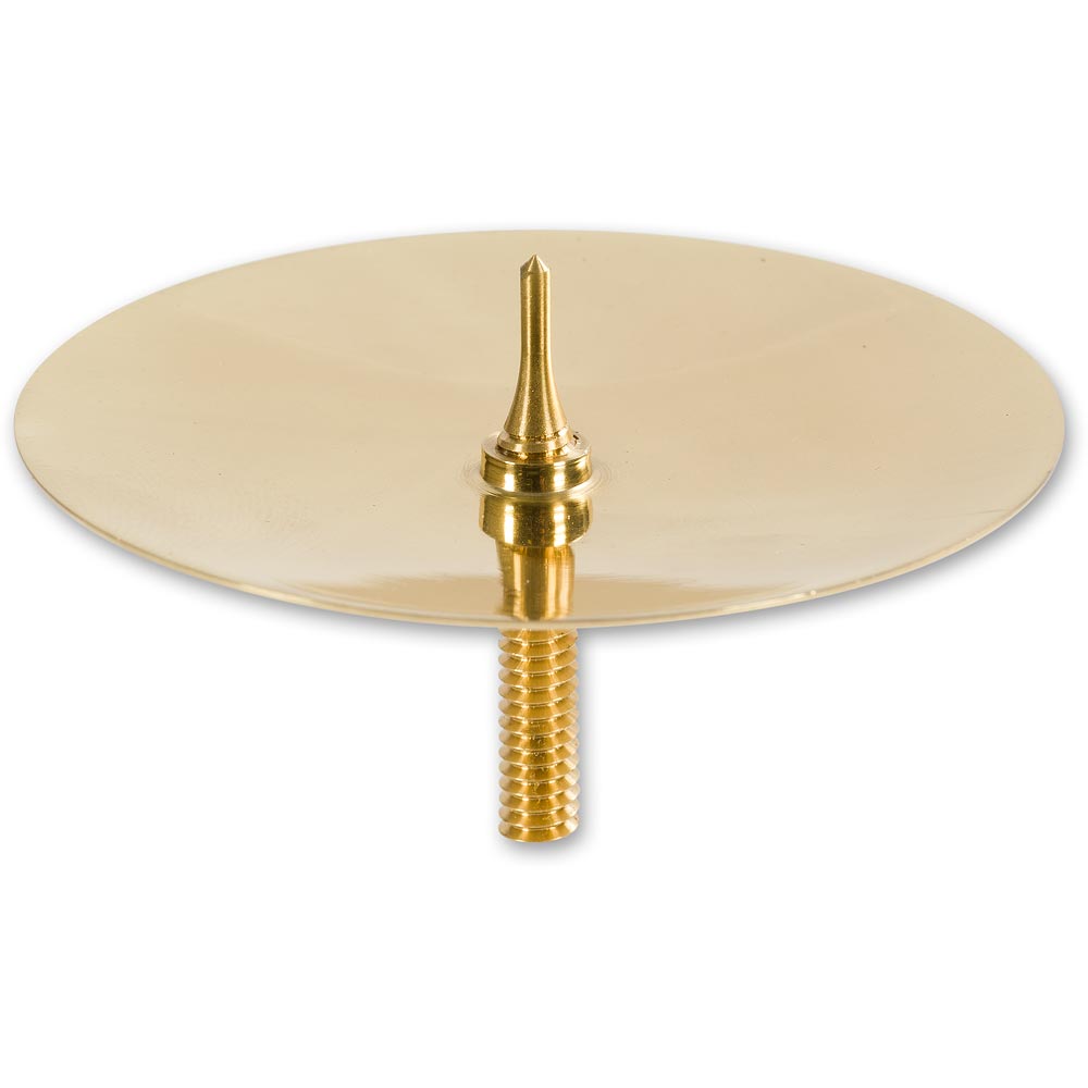 Pillar Candle Dish - Brass Finish - with 10mm Spike • high • 73mm • 25mm long 1 / 4 diameter thread.