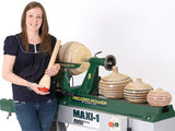 Professional Pedigree - Sarah Thirlwell  Sarah Thirlwell is an award winning woodturner and designer. At the heart of Sarah’s workshop is her MAXI-1 Heavy Duty Swivel Head Lathe. The motor power, capacities and structural strength means it handles Sarah’s large scale heavy work with ease, allowing weighty, irregular blanks to be turned into balance with no vibration or loss of torque.