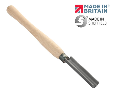Record Power 1 1/4" Spindle Roughing Gouge ( 103530) Designed for use between lathe centres on parallel grain, the deep and wide flutes of these gouges remove material with speed. Ideal for roughing out spindle blanks but they can also be useful for some finer work.  These tools are manufactured in the UK at our in-house production facility to a standard that makes them perfect for use by demanding professionals but also at a cost which makes them ideal for the novice turner.