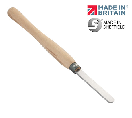 Record Power 1" Domed Scraper. The round-nose scrapers feature a left-hand sweep to the grind, which allows them to be used on the insides of bowls with ease. Ideal for removing gouge marks and general smoothing work.  These tools are manufactured in the UK
