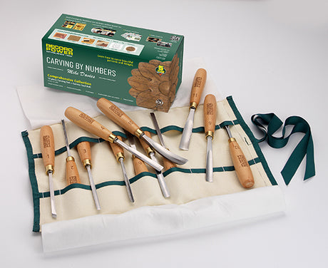 Record Power Carving Tool Set Collection Create beautiful patterns and designs with this 12-piece Carving by Numbers Comprehensive carving tool set. Simply match your numbered carving tools to the step-by-step guidance or create decorations and gifts of your own.