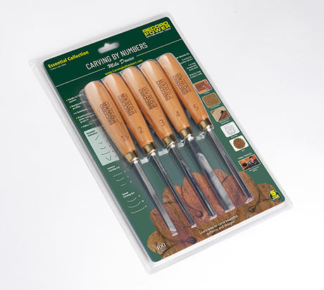 Record Power Carving Tools Set 5 Chromium-vanadium alloy steel Carving tools, featuring the unique Carving by Numbers referencing system.