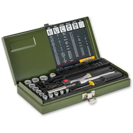 Proxxon 39 Pc Screwdriver Set 1/4’’ - 39-piece screwdriver set with 1 / 4 ratchet and magnetic holder.