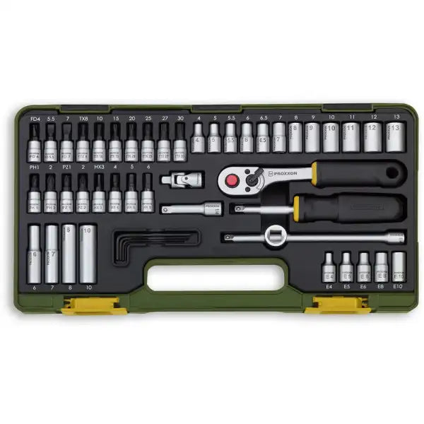 Proxxon 49 Piece Socket Set Baton Ratchet (1/4’’)