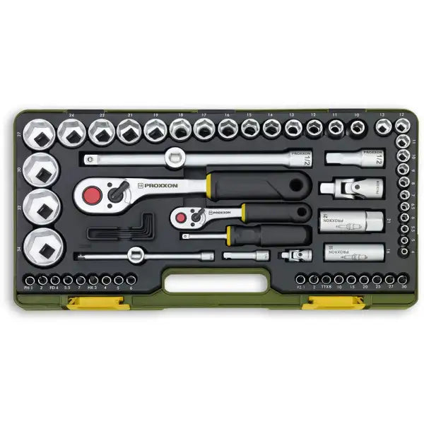 Proxxon 65 Pc Socket Set 1/4’’ & 1/2’’ - Hand Tools