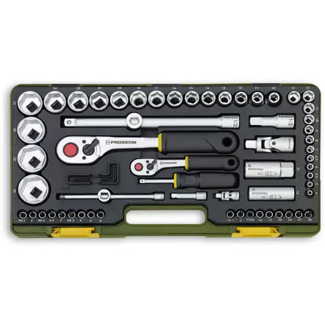 Proxxon 65 Pc Socket Set 1/4’’ & 1/2’’ - Hand Tools