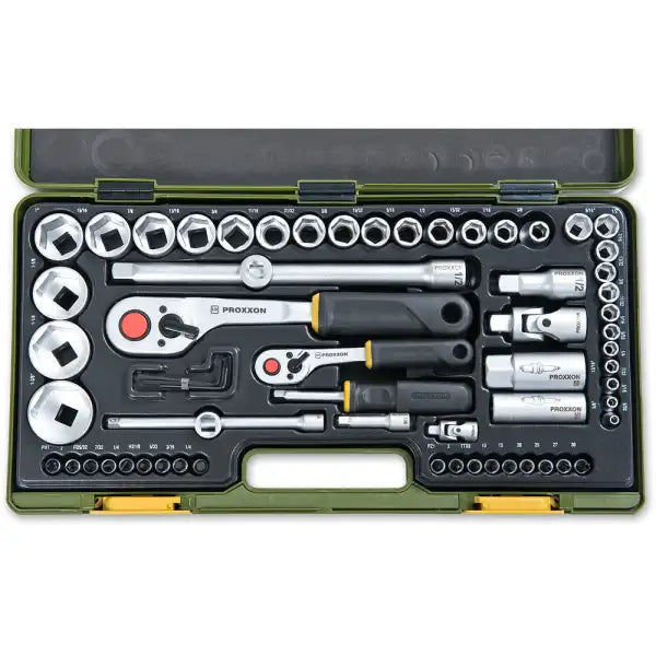 Proxxon 65 Piece Imperial Socket Set - a complete Industrial kit, pieces that covers the sizes you actually reach for,