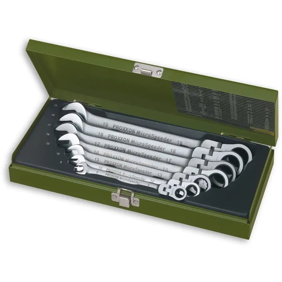Proxxon 7 Pce Ratchet Combination Spanner Set With Flex He - Fast shipping
