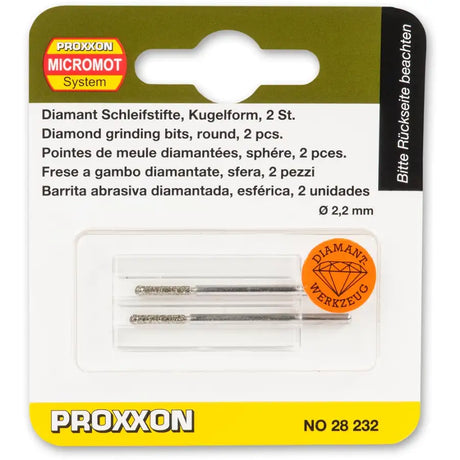 PROXXON DIAMOND COATED GRINDING BITS BALL 2.2MM Rotary Multi Tools Fast shipping