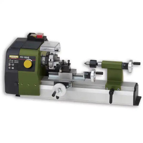 Proxxon FD 150/E Lathe - Metal 2-stage belt drive and additional electronic control enables spindle speeds up to 5,