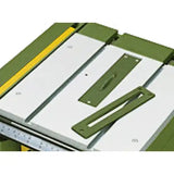 Proxxon FET Table Saw - With set-screw for fine adjustment of the longitudinal stop by 1 / 10mm. Height adjustable
