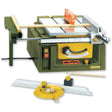 Proxxon FET Table Saw - With set-screw for fine adjustment of the longitudinal stop by 1 / 10mm. Height adjustable