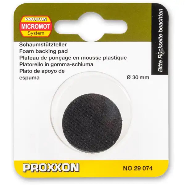 Proxxon Foam Backing Pad 30 mm - Rotary Tool Bits A 30mm diameter with hook-and-loop fastening for quick fitting