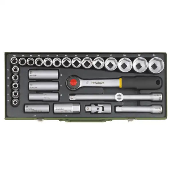 Proxxon Socket Set For 1/2’’ Drive - 29 Pieces - Hand Tools 29-piece socket set for powerful mechanical work. With 1