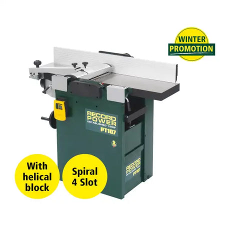 PT107 4 Slot 10’’ x 7’’ Helical Block Heavy Duty Planer Thicknesser (4-Spiral) (47503) - 10 7 a Record Power machine