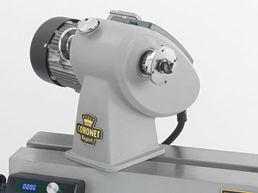 Rotating and Sliding Headstock  Unlike many cast bed lathes, the headstock of the Envoy can be rotated 360º, optimising access and also making it ideal for left-handed turners. A bearing system beneath the headstock allows it to be locked at 90º to the lathe bed and it can also be moved along the bed if required.