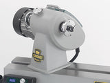 Rotating and Sliding Headstock  Unlike many cast bed lathes, the headstock of the Envoy can be rotated 360º, optimising access and also making it ideal for left-handed turners. A bearing system beneath the headstock allows it to be locked at 90º to the lathe bed and it can also be moved along the bed if required.
