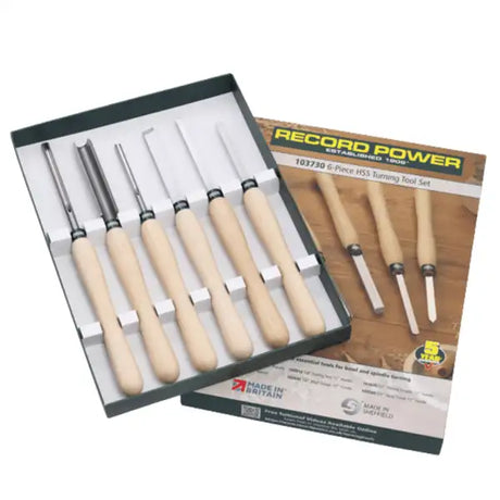 Record Power 6-Piece HSS Woodturning Tool Set - Tools This 6 Piece is made in the UK and contains all essential tools