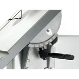 Trunnion  Table tilts from 0 - 45º on a solid trunnion with easy to read scale.