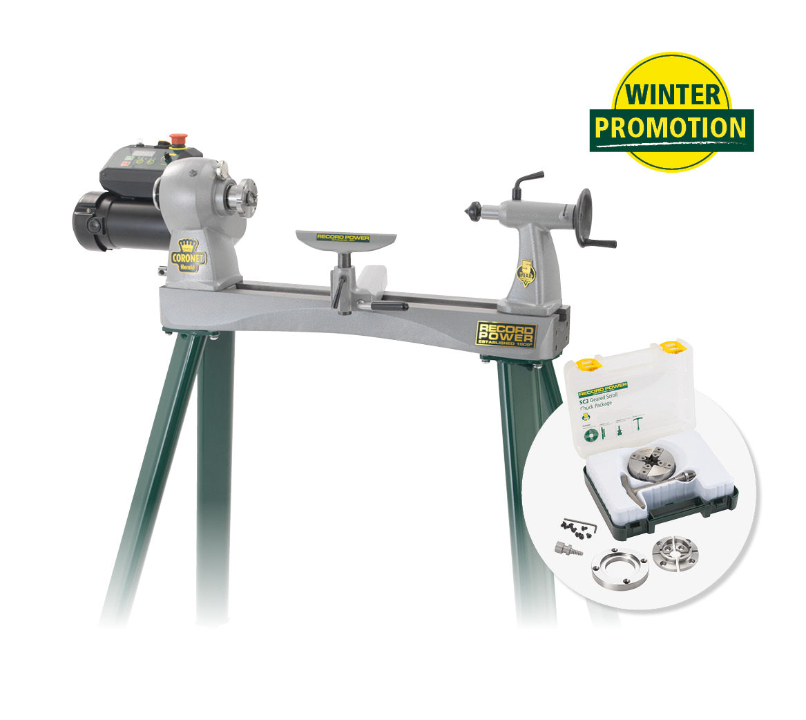 Record Power Coronet Herald & SC3 Chuck Package - Lathes A great deal in the Winter Promotion comprising Lathe - RRP