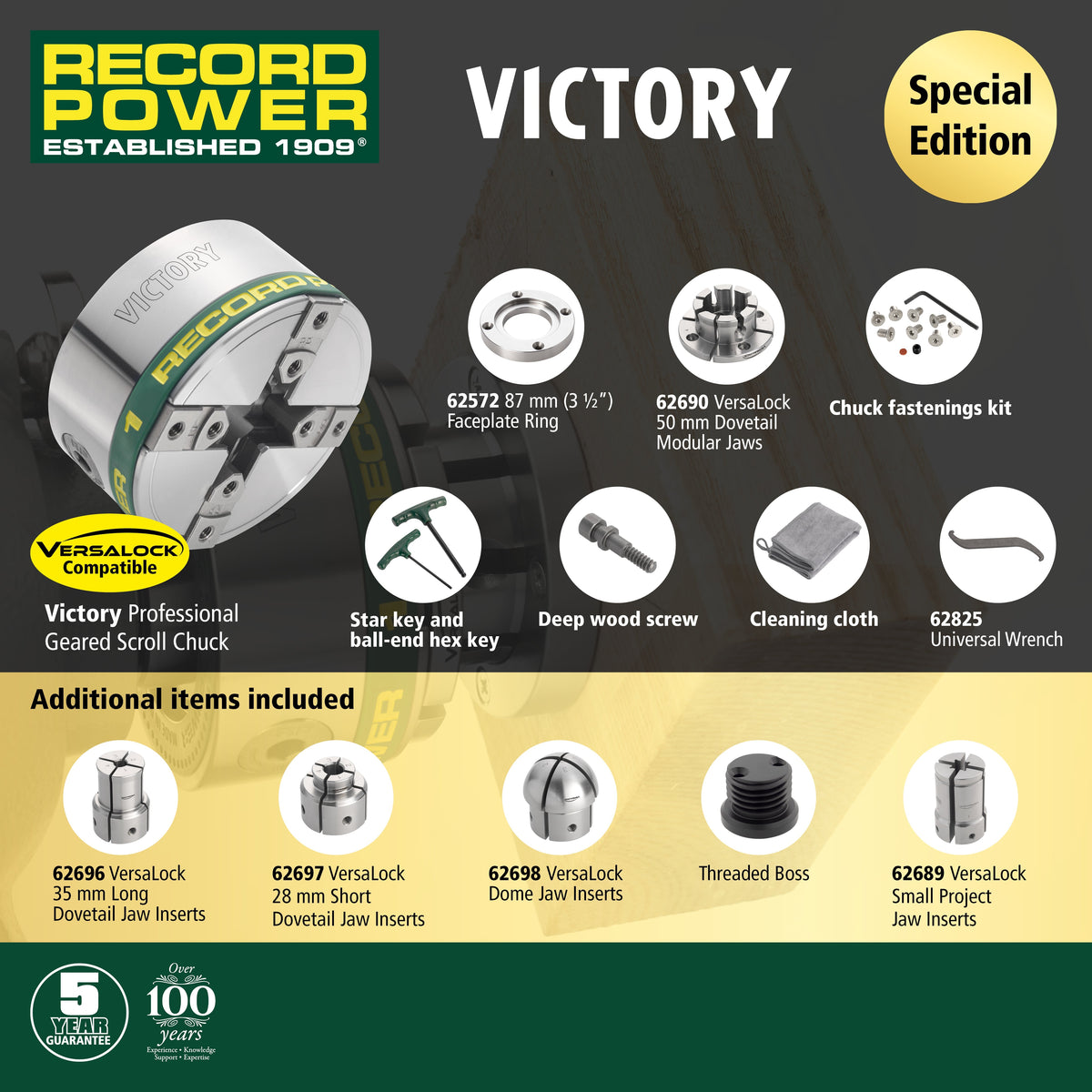 Record Power Coronet Regent & Victory Chuck Box Set - Lathes A great deal in the Winter Promotion comprising Lathe