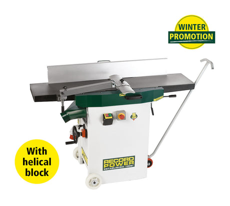 Record Power PT310 Heavy Duty Planer Thicknesser 230v With Spiral Cutter Block and Wheel Kit - PT310-HB/UK1 - July