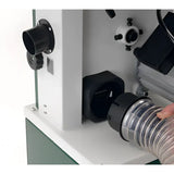 Dust Extraction Advancements  Side and rear dust extraction ports provide effective protection from harmful wood dust. The 2.5” (63 mm) diameter side port is compatible with standard CamVac 2.5” hose and the 4” (100 mm) rear port features a CamVac-compatible bayonet fitting which is also compatible with standard 4” hose and fixings.