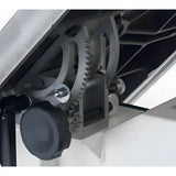 Heavy-Duty Trunnion  Solid double trunnion table mount for rigid table support featuring one-handed rack and pinion table tilt for ease of use and accuracy.