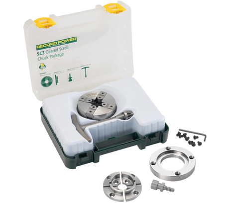 Record Power SC3 Chuck M33 x 3.5 The SC3 chuck is lighter and more compact than the SC4, making it ideal for use on any lathe, particularly small to medium sized machines and is still compatible with the full jaw range.