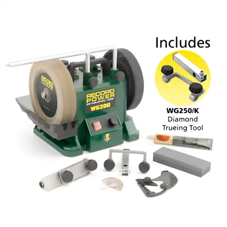 Record Power WG200 8’’ Wet Stone Sharpening System Package - The wet stone sharpening machine offers fantastic