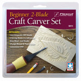 Flexcut Beginner’s 2 Blade Craft Carving Set - SK111 - Tools ABS Palm Handle with carving blades in a safe pouch