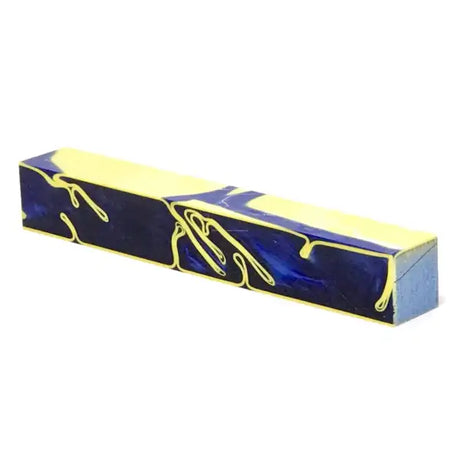 Royal Pearl - Kirinite Acrylic Pen Blank - Blanks The is a lovely blue pen blank with yellow swirls made in Italy