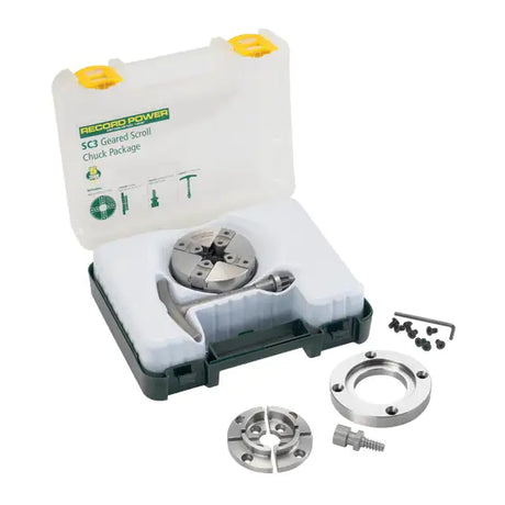 SC3 Geared Scroll Chuck Package with 87 mm (3 1/2’’) Faceplate 3/4’’ x 16 TPI - chucks - Fast shipping
