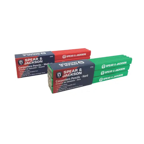 Spear & Jackson Carpenters Pencils x 12 (Medium) - Block of medium (red) carpenter’s pencils with graphite core