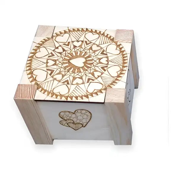 Square Flat Pack Wooden Box - Pyrography Project