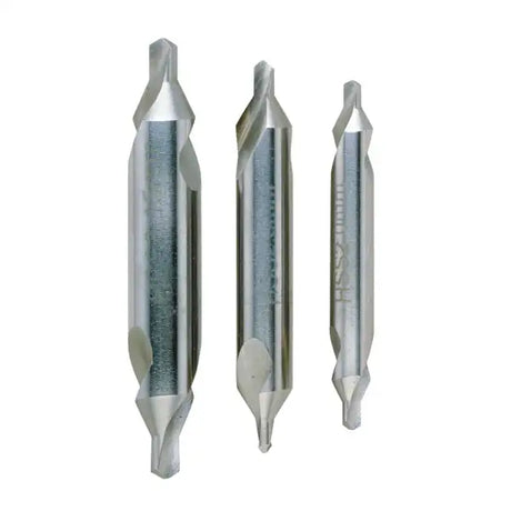 THREE PIECE CENTRE DRILL SET - Bits A of HSS drills to DIN 333 (type, 60°), used create accurate centring points before