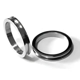 Titanium ring core with screw fit & flat edges 4mm (2mm groove) - Ring Cores width 2mm insert groove GR2 Flat 2 piece